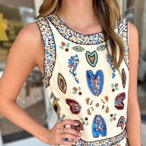 CIEBON sleeveless beaded sequins top xs